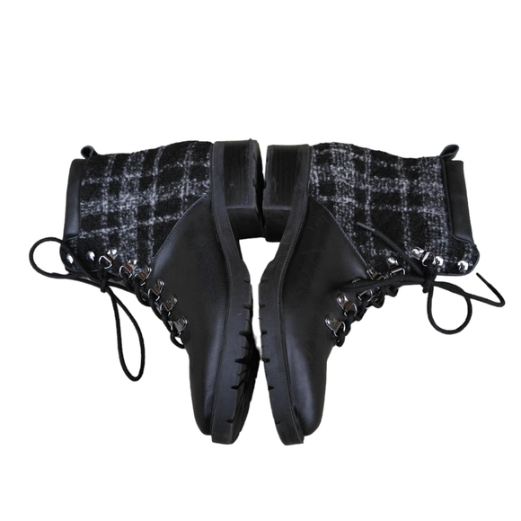 Marc Fisher 7M Lanzia Tweed Leather Laceup Combat Boots - Picture 7 of 16